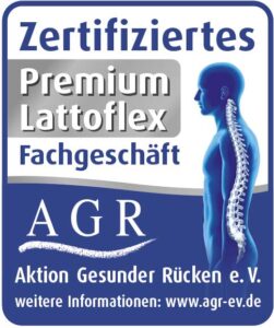 Siegel AGR-zertifiziertes Premium Lattoflex Fachgeschäft der Aktion Gesunder Rücken e. V.