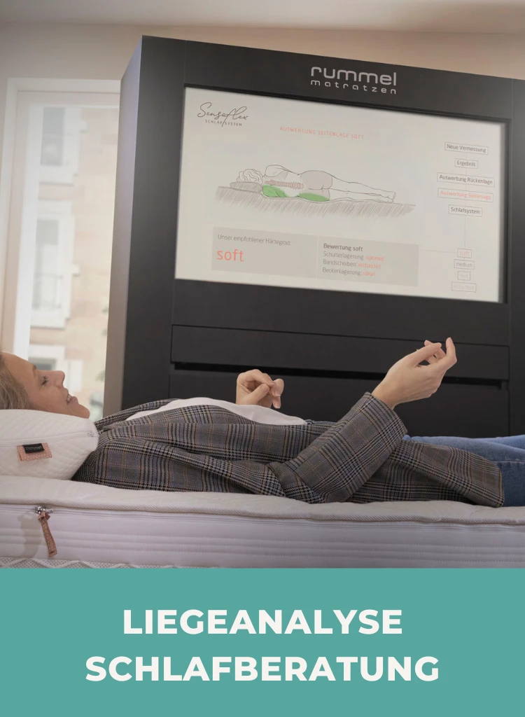 Schlafberatung mit Liegeanalyse auf Rummel Messmatratze